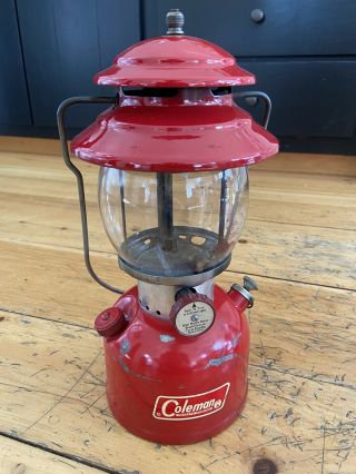 Vintage Red Coleman Lantern 200a Single Mantle Lantern 1960s