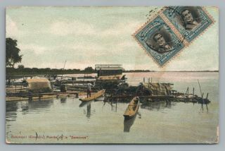Puerto De La Zarazana Guayaquil Ecuador Antique Postcard Tarjeta Stamp 1915