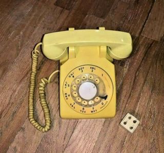 Vintage Western Electric Rotary Desk Phone W/ 4 Prong Plug Mustard Yellow