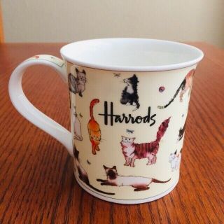 Harrods Fine Bone China Cats Kitties Coffee Tea Cup Mug Made In England