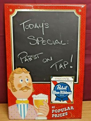 Vintage Pabst Blue Ribbon Beer Menu Board Chalkboard Metal Sign