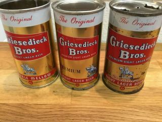 3 Different Griesedieck Bros.  Flat Top Beer Cans By Griesedieck,  St.  Louis,  Mo