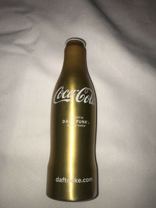 Coca Cola Alu Bottle From France.  Daft Punk Music Gold.  Empty Bottle.