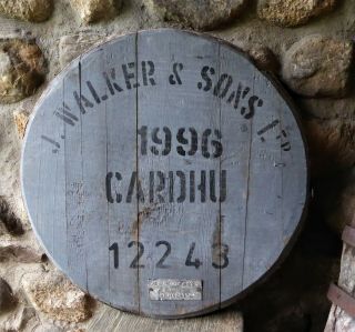 1996 Cardhu - Johnny Walker Whisky Barrel Lid Cask End 22 " Wide Ready To Hang