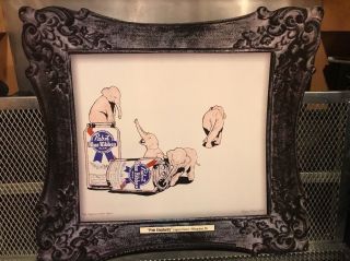 Pbr Pabst Blue Ribbon Art 2012 Nos Pink Elephants Come Home Beer Tacker Sign