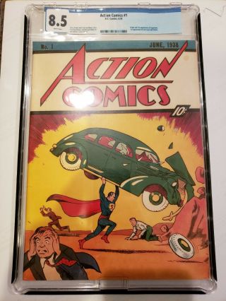 Action Comics 1 June 1938 Custom Graded 8.  5 Reprint Superman 1st Appearance