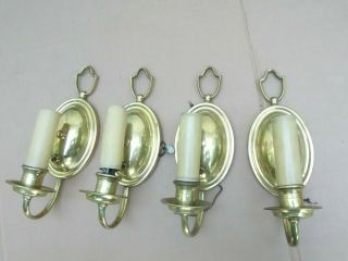 Four Vintage Brass Wall Sconce Lights