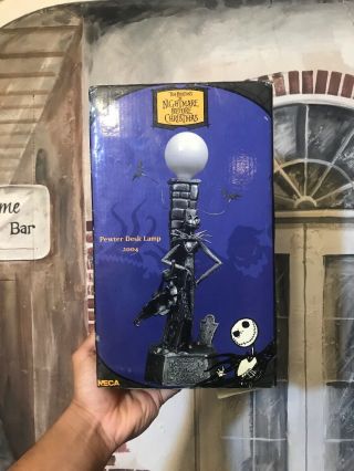 Nightmare Before Christmas Jack Skellington And Zero Small Pewter Desk Lamp.