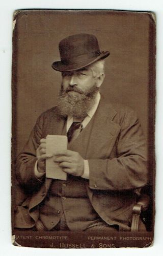 Victorian Cdv Photo Bearded Man Wearing Hat Chichester Photographer