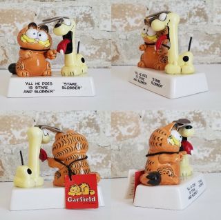 Vintage Garfield And Odie Enesco Figurine " All He Does Is Stare And Slobber "