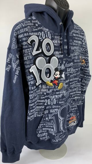 Walt Disney World Mens Large Embroidered Mickey Mouse Hoodie Sweatshirt Smoky