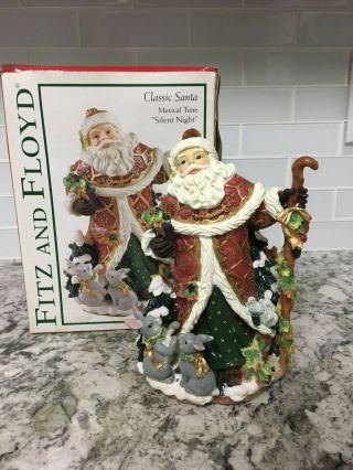 Fitz And Floyd Classic Santa Figurine Music Box Silent Night