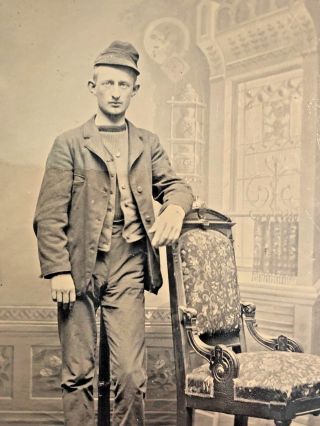 Sixth - Plate Tintype Photograph Of Man Circa 1890