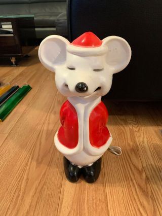 Vintage Santa Mouse Blow Mold Christmas Union Products 15 Inches Rare Retro