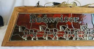 BUDWEISER CLYDSDALE HANGING POOL TABLE LIGHT IN WOOD FRAME 2
