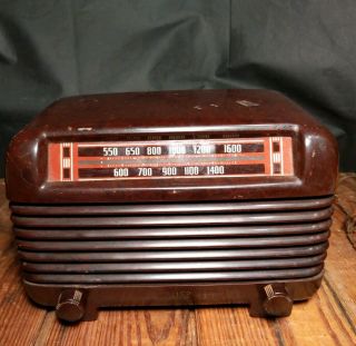 Antique Vintage Philco Transitone Pt - 2 Bakelite Tube Am Radio