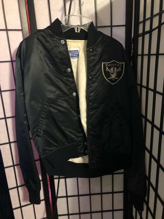 Mens Small - Vintage 80s Nfl Oakland Raiders Starter Sewn Quilted Snap Jacket