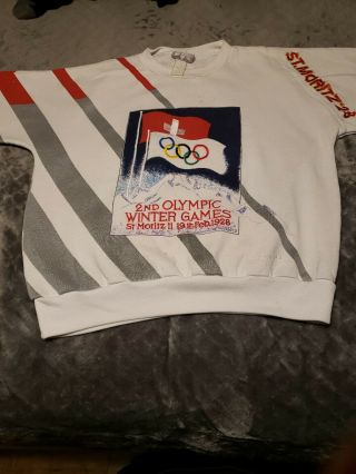 Olympic Winter Games 1928 St.  Moritz 2nd Sweatshirt Adidas Rare Vintage Size M