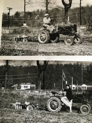 2 Vintage Photo Farmall Cub Tractor W Disc