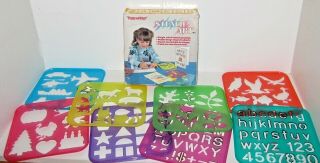 Vintage Tuppertoys Stencil Art Set 8 W/ Box By Tupperware Ages 3 & Up