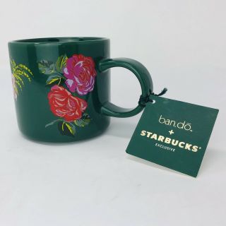 Starbucks Mug 2018 Ban Do Dark Green 12 Oz Floral Mug Limited Edition