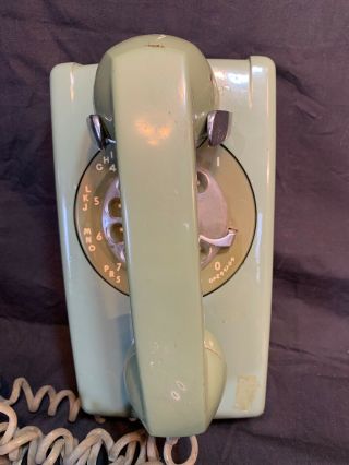 Vintage Western Electric Bell System Green Avacado Rotary Wall Telephone 2