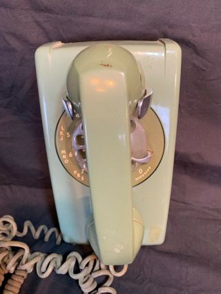 Vintage Western Electric Bell System Green Avacado Rotary Wall Telephone 3