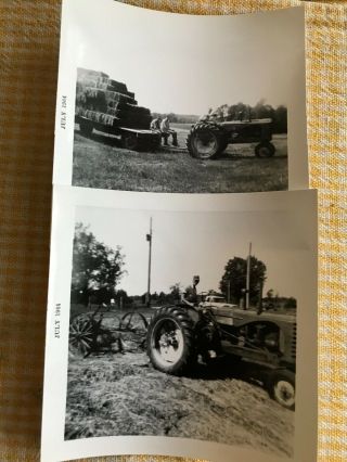 2 Vintage Photo Massey Harris Tractor And Baling Hay