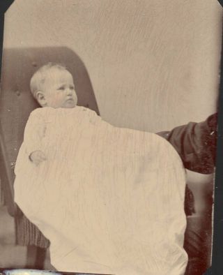 Tintype Photo Of Post Mortem Child Hidden Mother 
