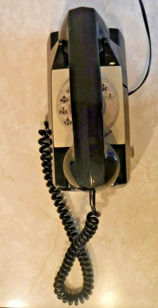 Gte Automatic Electric Rotary Dial Wall Mount Telephone In Black - Wired