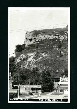 Red Wing Minnesota Mn C1940s Rppc Old Barn Bluff Stairway Entry By Feed & Supply