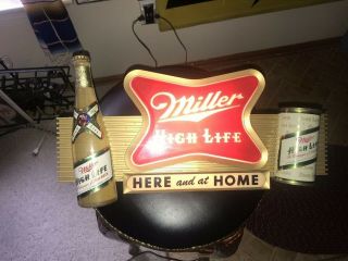 Vintage 1950s Miller High Life Flat Top Can & Bottle Lighted Sign