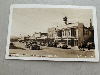 Port Orchard Busy St Scene Vintage 1940s Real Photo Postcard
