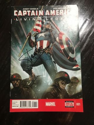 Capitain America Living Legend 1 Signed By Stan Lee With CÔa