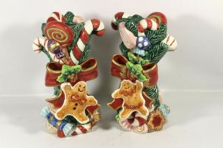 Vintage Fitz And Floyd Christmas Candlestick Holders Gingerbread Boy And Girl