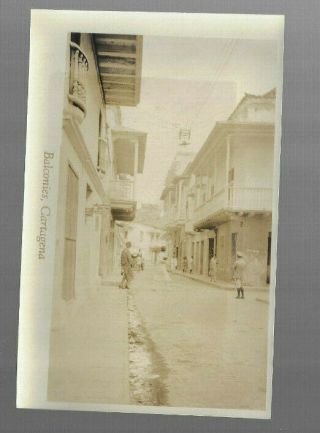 Vintage Real Photo Balconies & Street Scene Cartagena Columbia 1910s So America