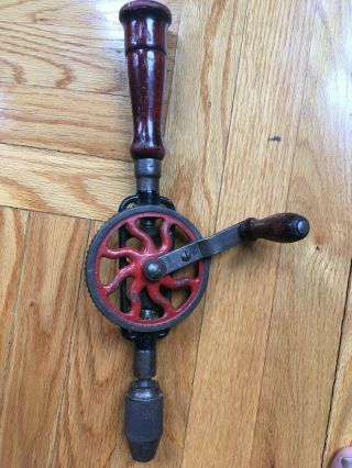 Vintage Millers Falls 2 Hand Crank Drill Wood Tool Eggbeater