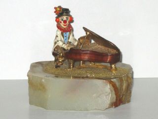 1982 Signed Ron Lee Clown Playing Grand Piano On Marble Figurine