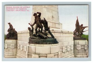 Springfield Il,  Bronze Figures On Lincoln Monument,  Illinois C1910 Postcard P17