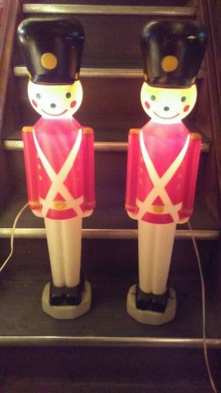 Set 2 - Vintage Empire 30 " Christmas Toy Soldier Nutcracker Lighted Blow Mold