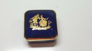 Limoges Cobalt Blue Gold Trinket Box Courting Couple