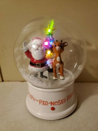 Gemmy Rudolph The Red - Nosed Reindeer Musical Lighted Plastic Snow Globe