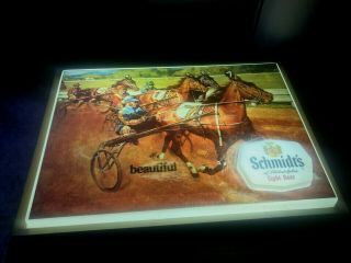 VTG SCHMIDT ' S LIGHTED Beer Sign Sulky Horse Racing 2