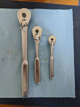 Vintage Craftsman - V - Tools 3 Pc Ratchet Set 1/4 " - 3/8 " - 1/2 " Drive