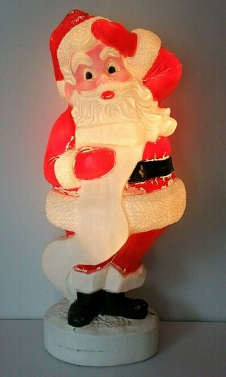 Vintage 44 " Large Santa Claus W/list Christmas Plastic Blow Mold,  Union Products