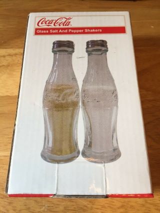 Coca - Cola Glass Bottle Salt And Pepper Shakers