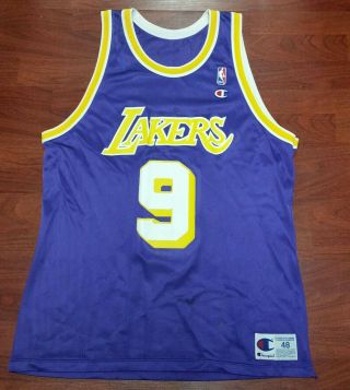 Vintage Champion Los Angeles Lakers Nick Van Exel Nba Purple Jersey Size 48 Vtg
