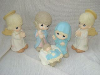 4 Pc Precious Moments Universal Statuary Nativity - Mary Joseph Boy & Girl Angels