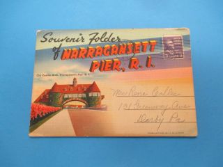 Vintage Souvenir Postcard Folder Narragansett Pier,  Ri S382