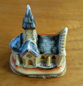 Limoges Hinged Trinket Box Peint Main Church